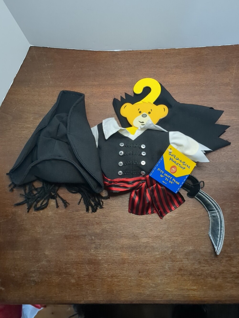 Build-A-Bear Workshop Pirate  W/ Sword Costume New With Tags And Hanger